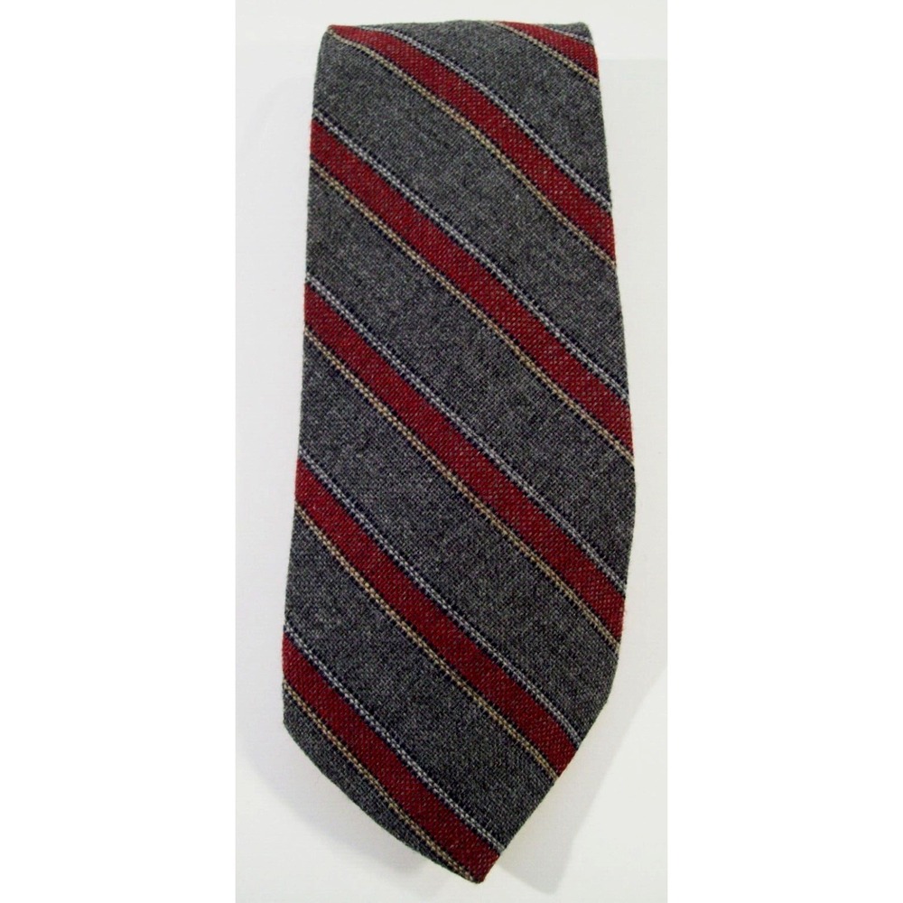New Men's Brittany Bay Wool Acrylic Neck Tie, Gray, Striped